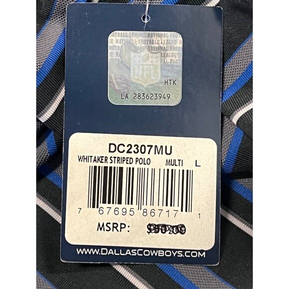 Dallas Cowboys Authentic Whitaker Striped Polo Shirt Size Large L Stripe NWT New - Picture 7 of 7